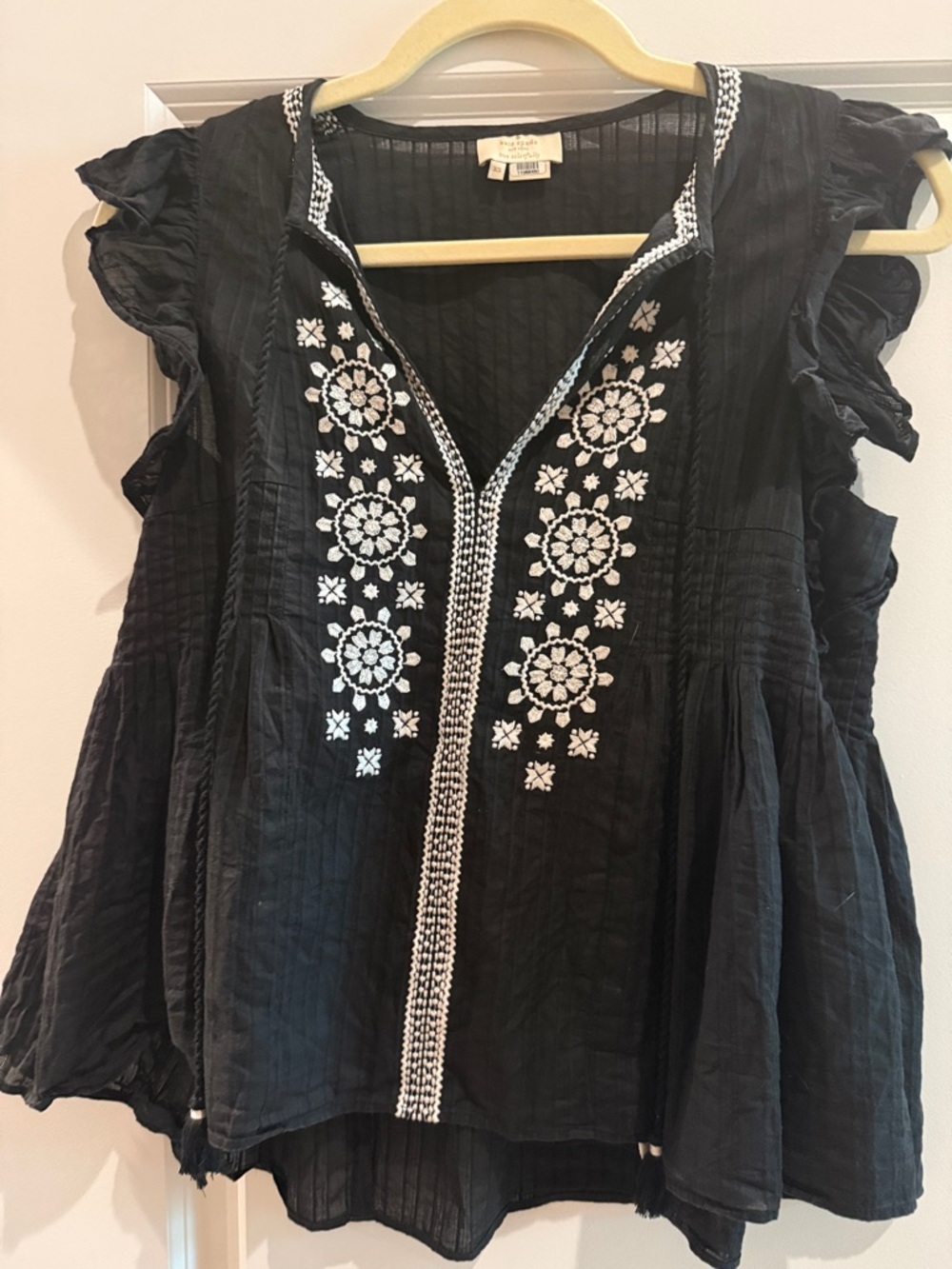 kate spade Black Tunic with White Floral Embroidery